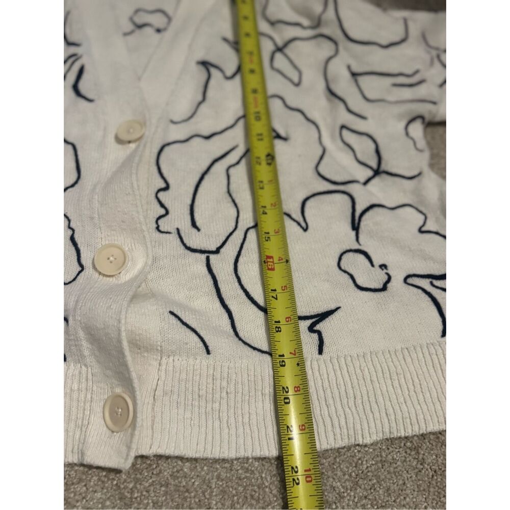 Madewell Embroidered Button Cardigan Sweater -Medium- white and Navy LIKE NEW - Picture 9 of 9